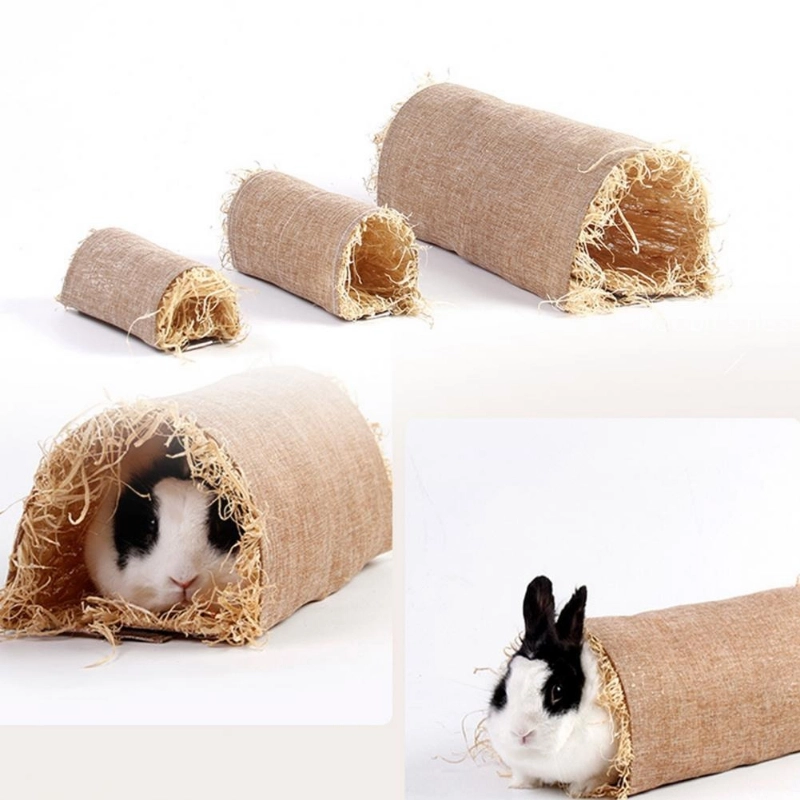 Túnel de paja y hierba Barn para conejos | Juguete para conejos