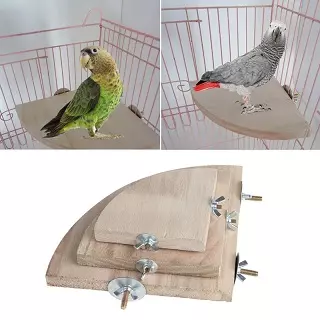Plataforma de madera para esquinas para pájaros | Accesorios para pájaros